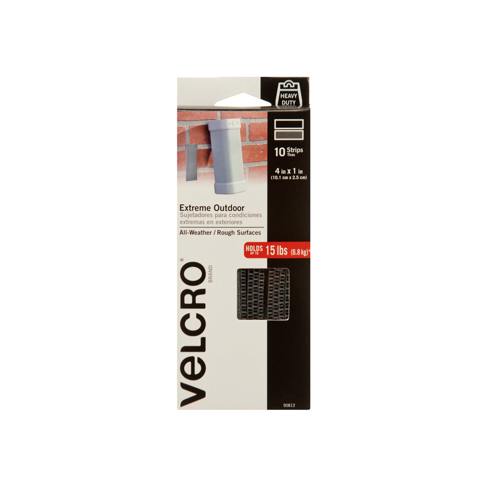 VELCRO Brand Extreme Outdoor Heavy Duty Tape | 4Ft x 1 In | Holds 15 lbs |  Titanium, Industrial Strength Adhesive Backed Hook and Loop Fasteners Roll