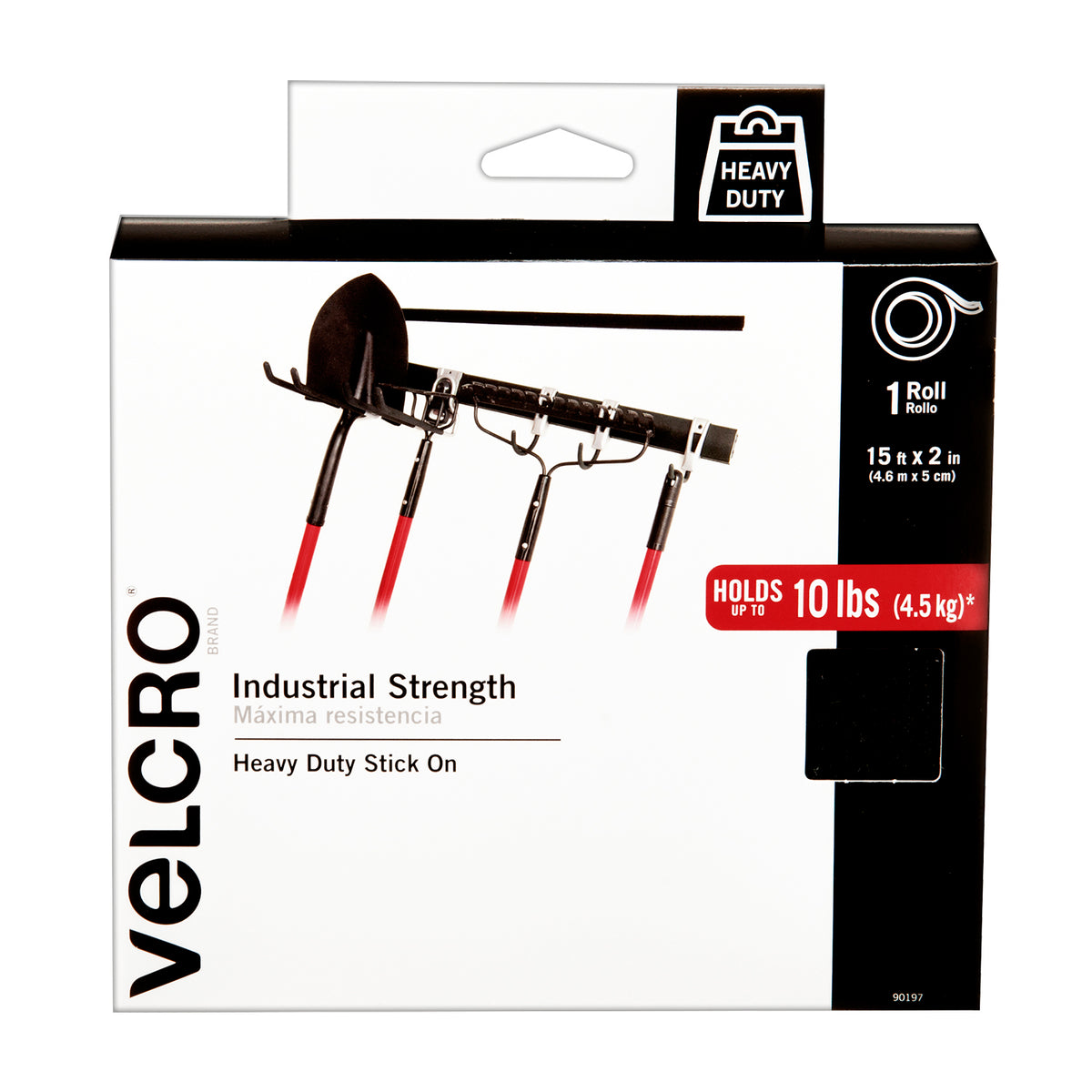 Velcro Black Industrial Strength Strips, 2-Pack