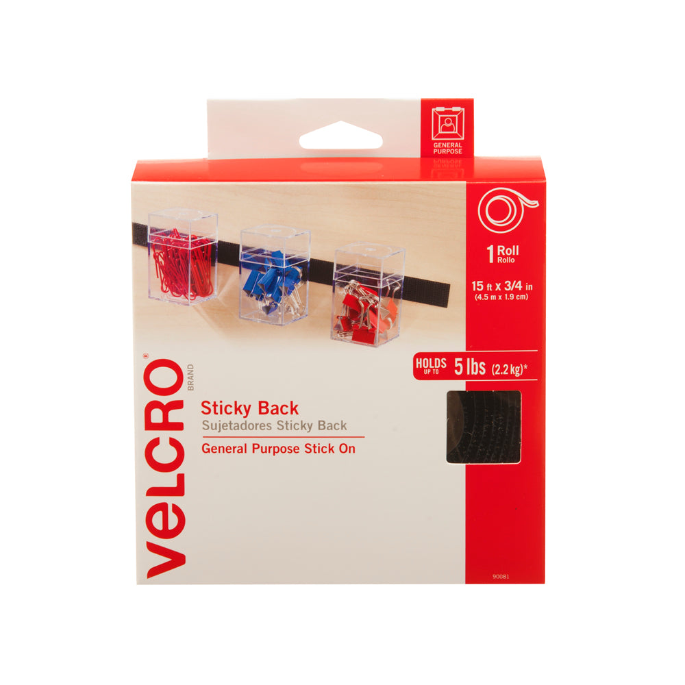 VELCRO Sticky Back for Fabrics - 24 x 3/4 Tape - Black 