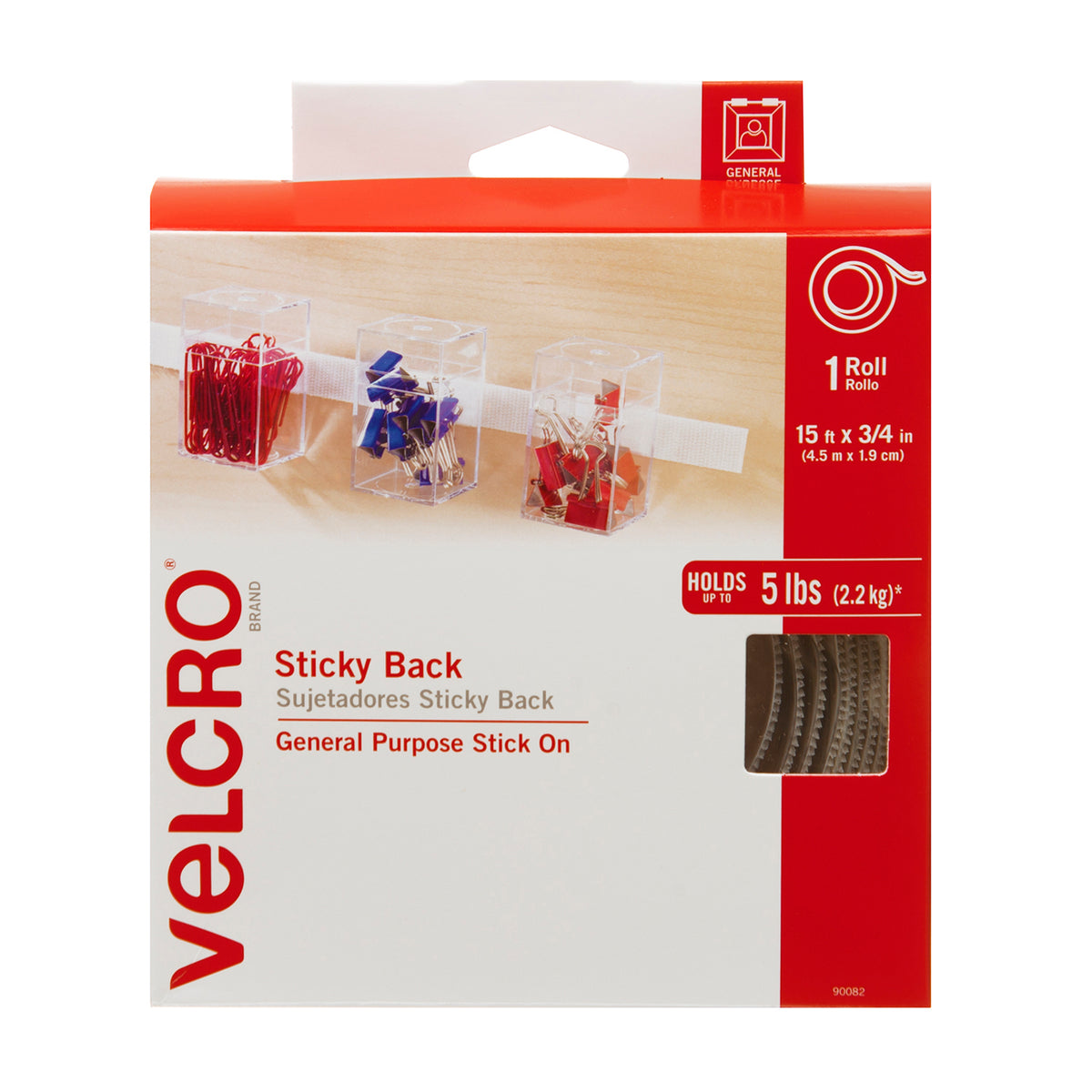 Velcro Industries 91325 Sticky-Back Hook and Loop Fastener Roll 15in C