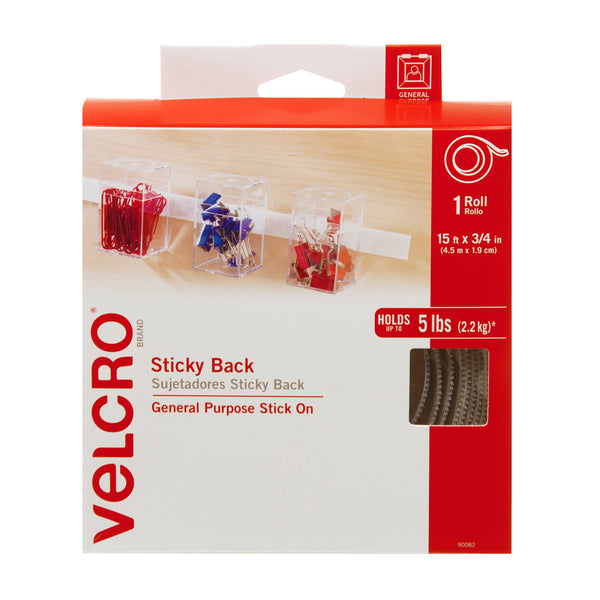 VELCRO® Brand Stick On Tape, Hook Only, White - 25m Roll